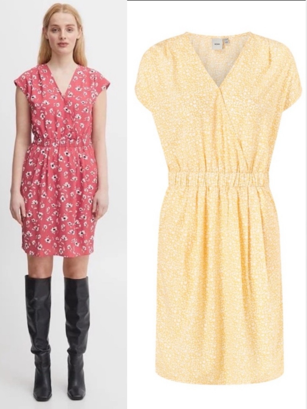 ICHI Yellow & White Bruce Dress